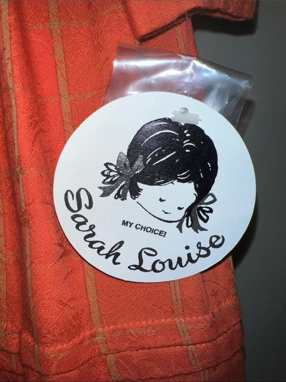 Vintage Sarah Louise Orange Smocked Brocade Dress